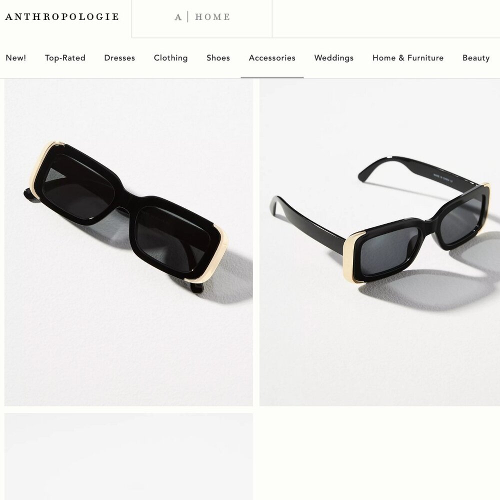 ANTHROPOLOGIE - I-SEA Ali Gold-Plated Black Sunglasses - Picture 9 of 9